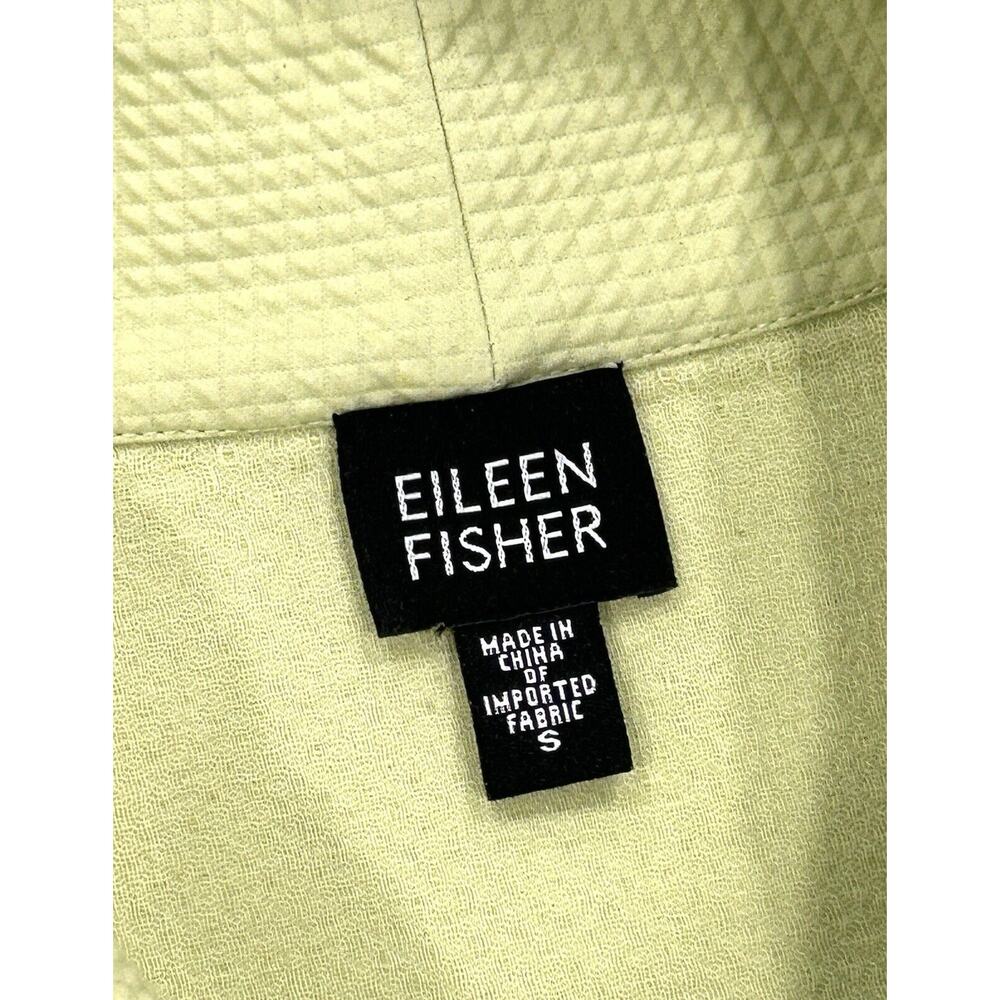 Eileen Fisher Womens Jacket Size S Pear Green Textured Cotton Weave Full Zip - Picture 5 of 6